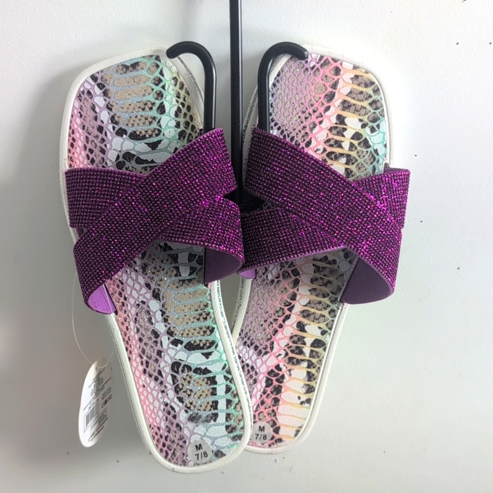 Sole Selection Animal Print with Purple Open-Toe Sandals